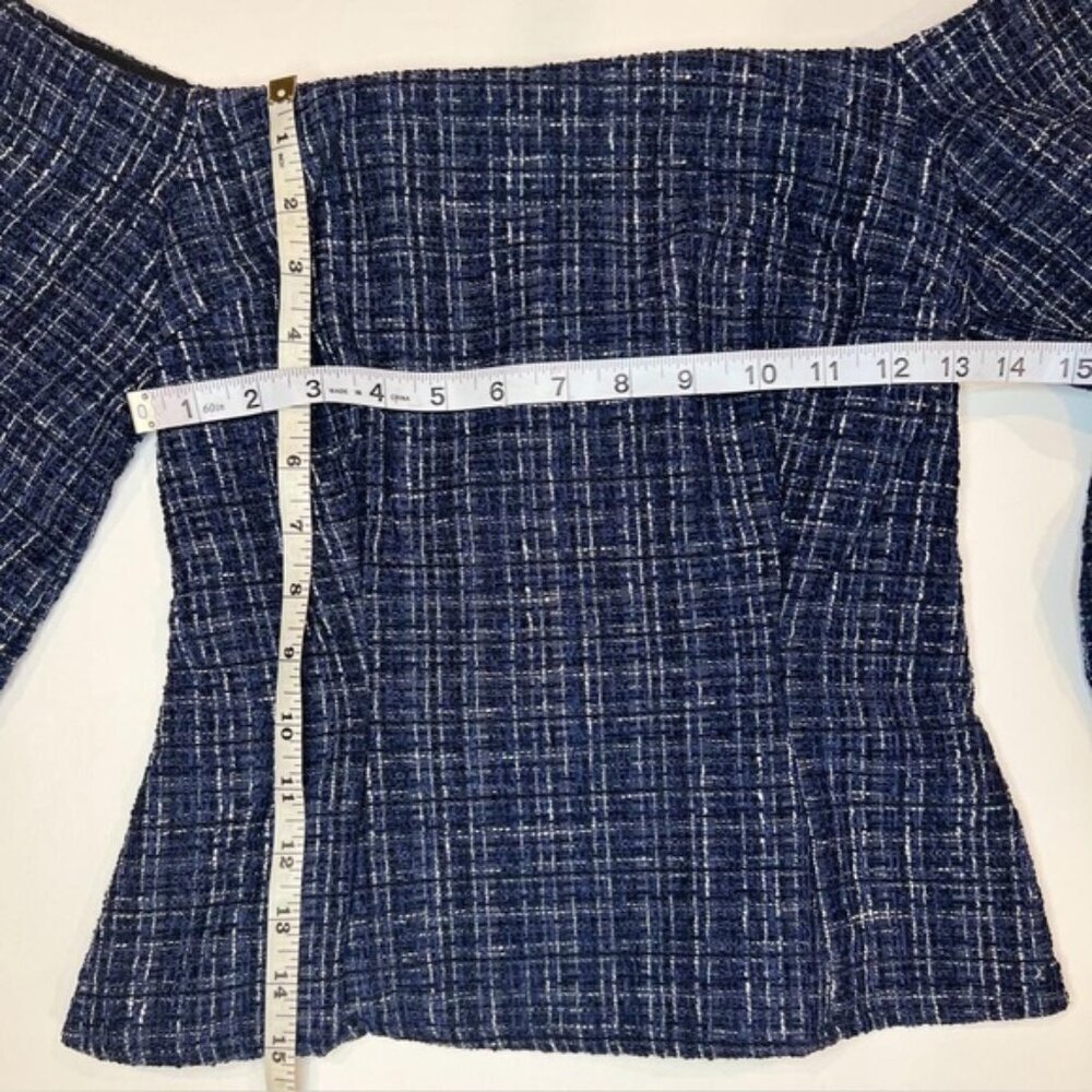 NWT ZARA Tweed Textured Off Shoulder Top Flare Sleeve 8741/257/030 Size XS - Picture 11 of 16